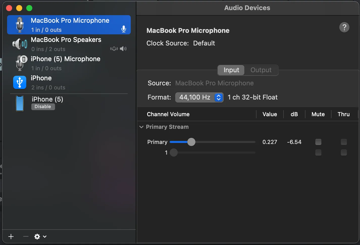 iOS device enabled in Audio MIDI Setup